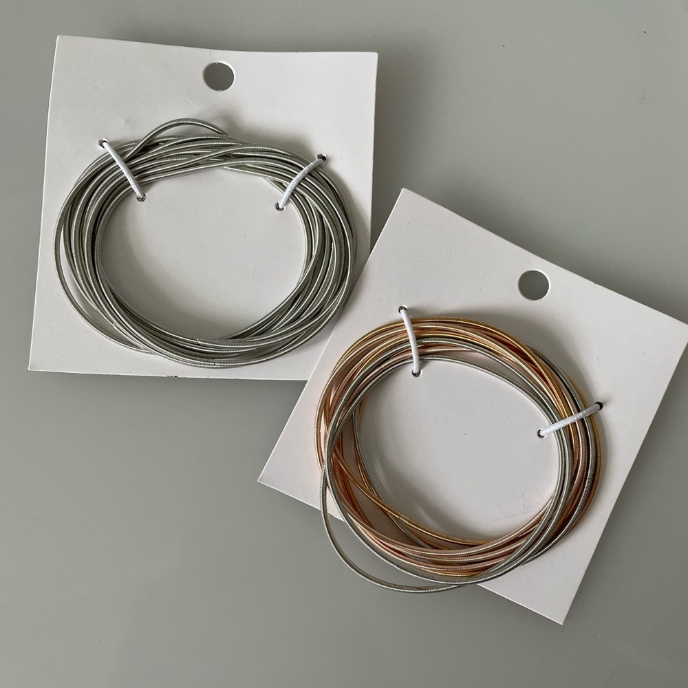 Nine wire bangle bracelets